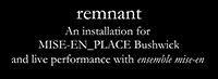 remnant at MISE-EN_PLACE, 2018. tHw